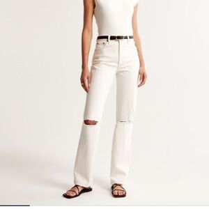Abercrombie & Fitch Ultra High Rise 90s Straight Jeans White Size 26 Short